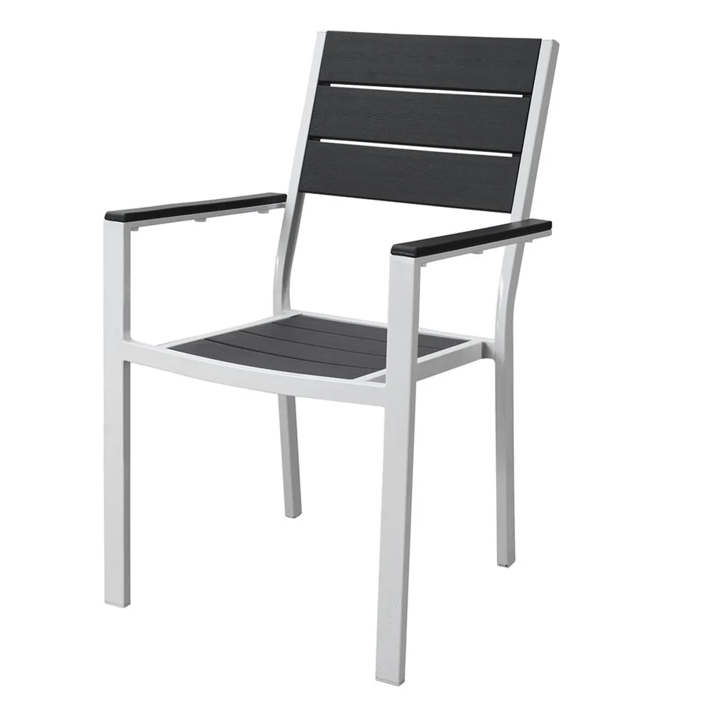 New Classic Portable HDPE Top With Metal Frame Outdoor Garden Living Room Plastic  Chair in Wooden Look