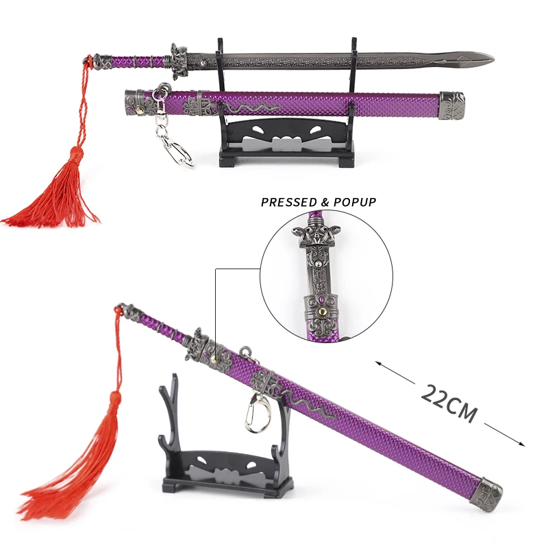 2021 Latest Custom Automatic Eject Metal Sword Keychains of the Untamed Mini Katana for Cosplay