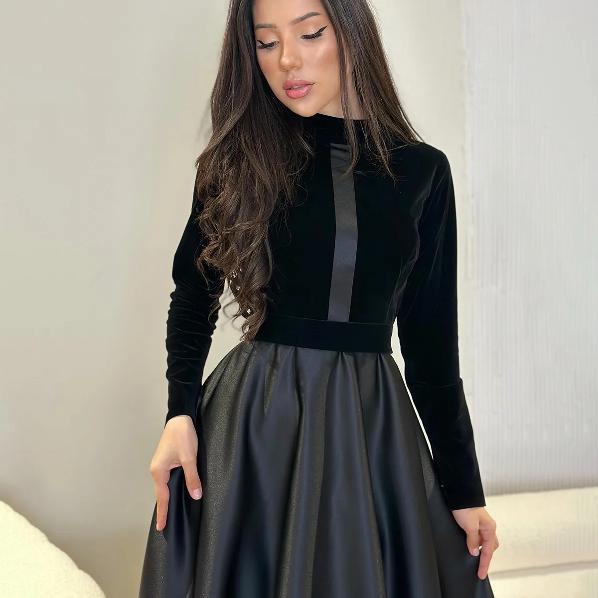 gold studded dress shoes Gwen Velvet Dress main image 1