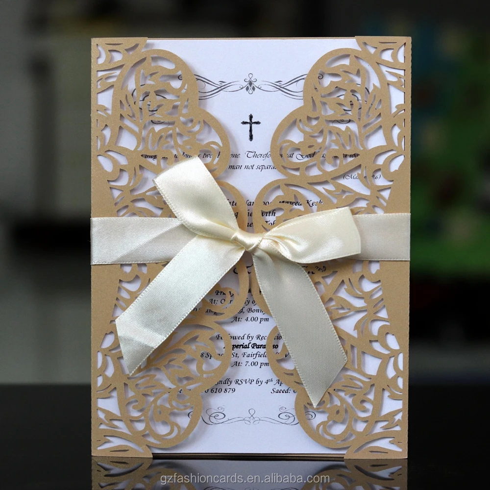 YHOTA - 20 Biglietti D'Invito Tagliati Al Laser Con Nastri - Motivo Floreale - Tasche 4,92x7,28 Pollici Per Matrimoni, Compleanni, Feste