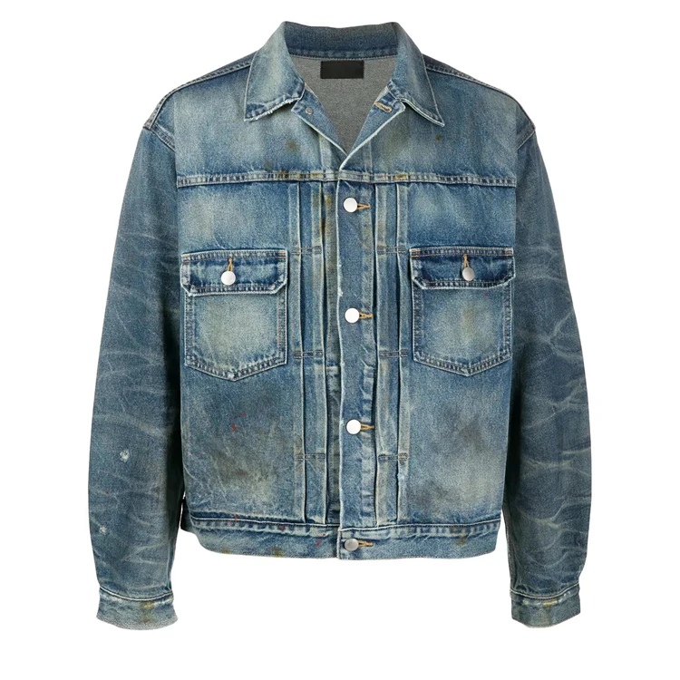 DiZNEW OEM/ODM  Western Classic Custom Male Plus Sizecasual Vintage Jeans Jackets Coat Mens Jean Jacket