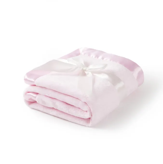 Customize Baby Plush Blankets Soft Fleece Baby Blanket With Satin Edge
