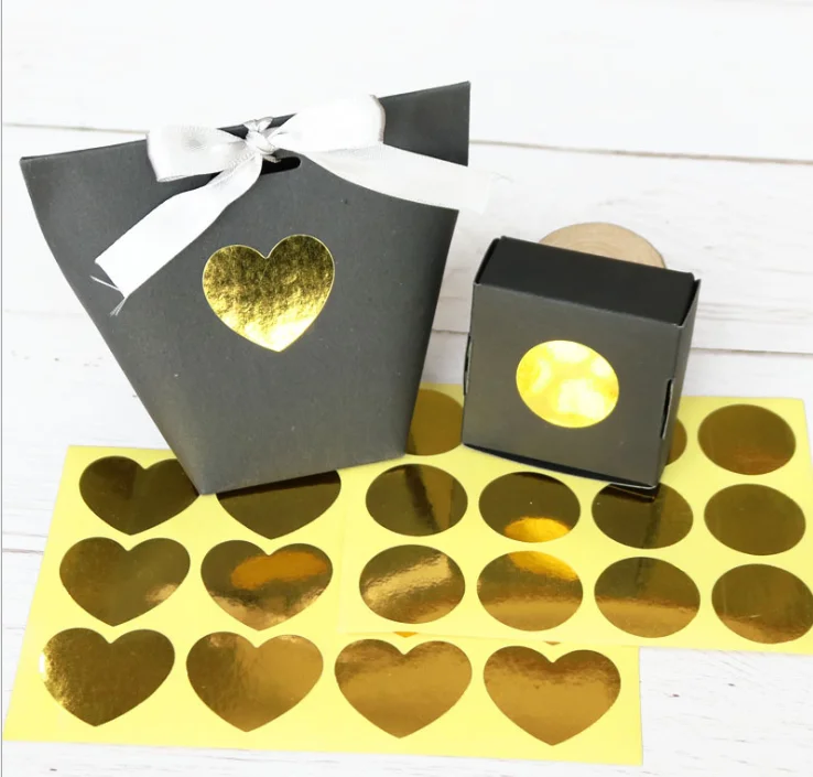 Wedding Gold Foil Stickers With Initials - 2x1 Inch Clear Favor Stickers