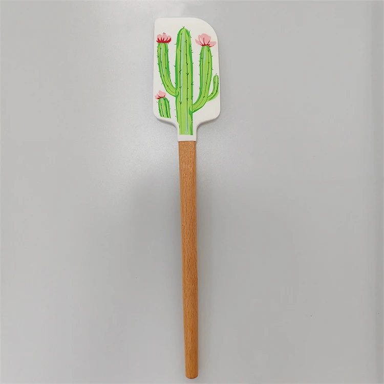 Colorful Silicone Kitchen Utensils  Silicone Triangle Spatula Cookware With Wooden Handle