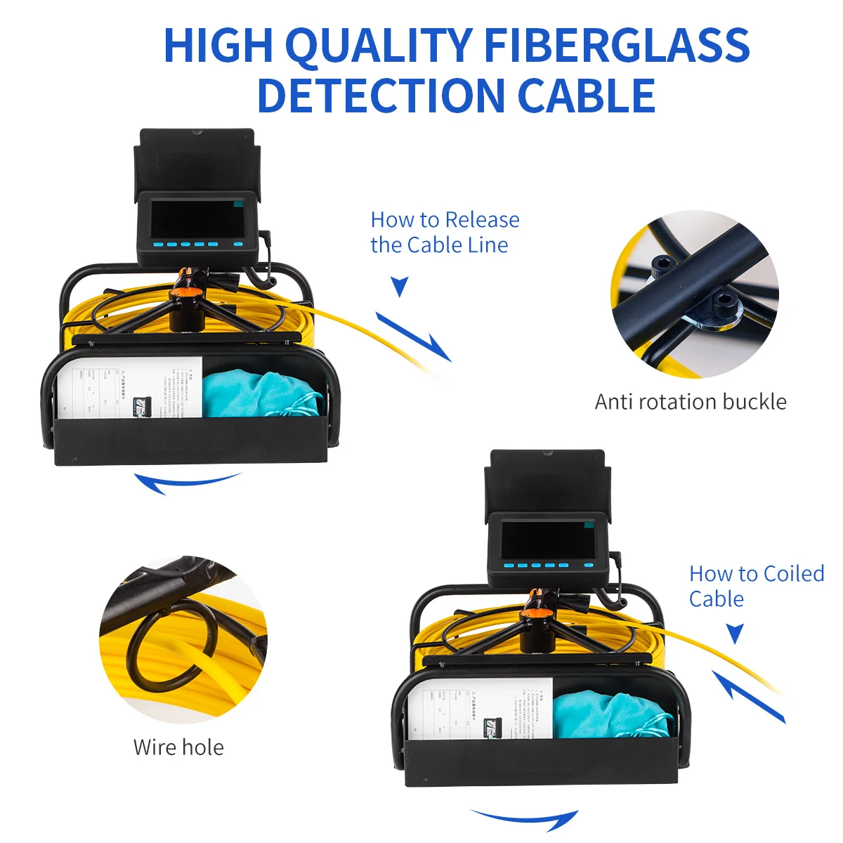 Manufactory Pipe Inspection Camera with 23MM Camera 12Leds DVR Video Recording,Sewer Drain Industrial Endoscope IP68 8500mAh Battery for Plumber