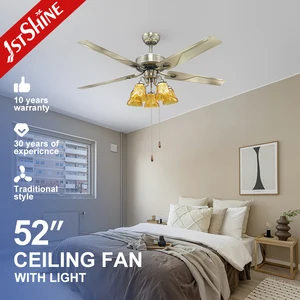 1stshine Ceiling Fan Traditional Indoor Metal Blades Antique Style Ceiling Fan With Pull Chain