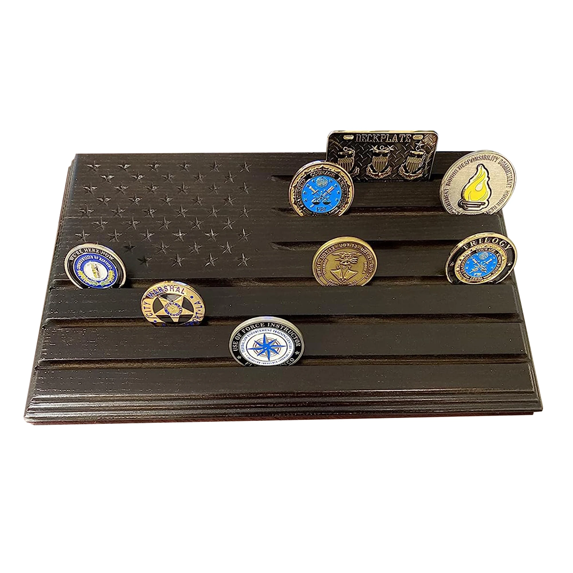 6 Rows American Flag Challenge Coin Display Holder U.s. Military Coins