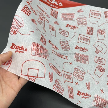 Brand Logo Parchment Baking Grease Proof Paper Custom Printed Greaseproof Food Wrapping Paper For Deli Food Bread Packaging