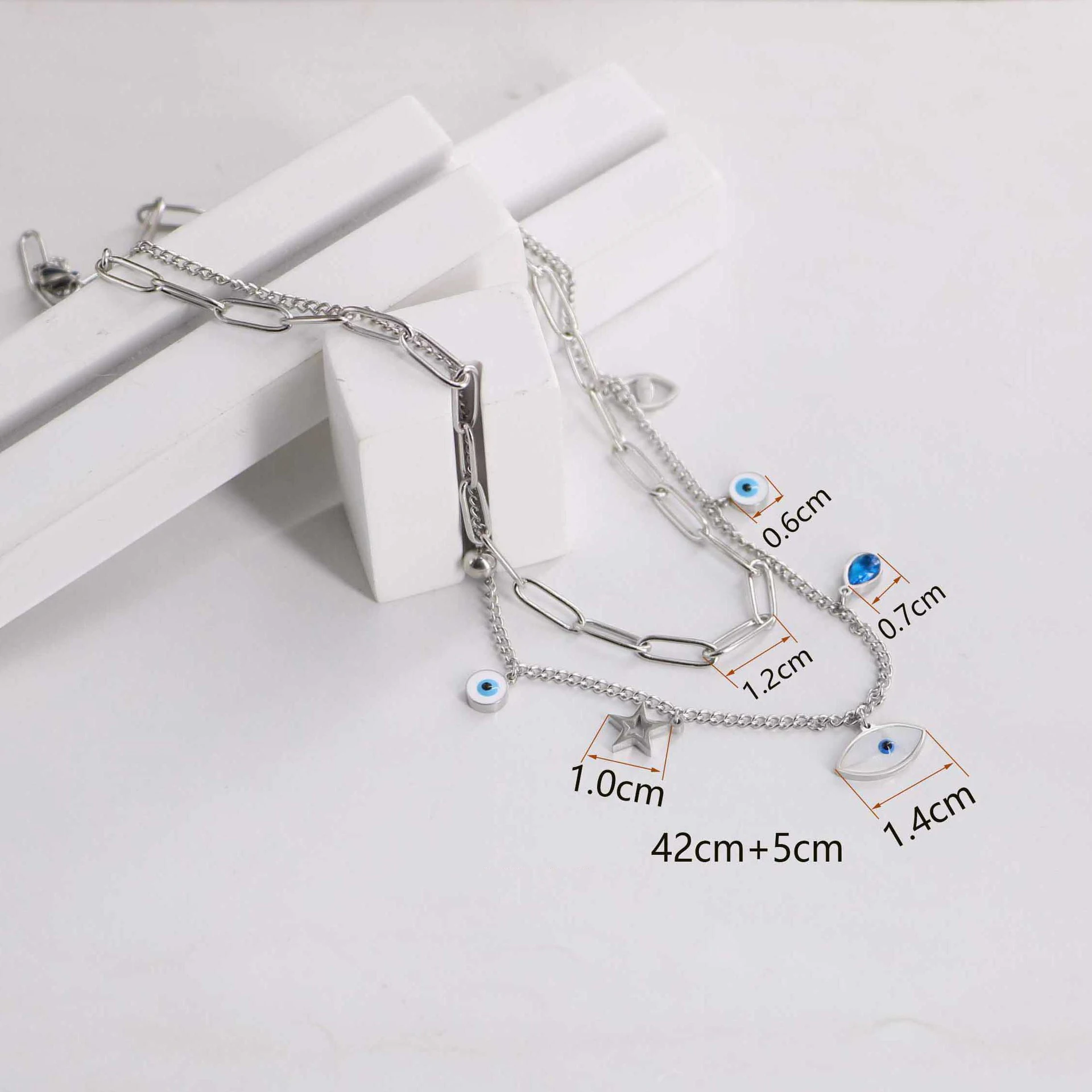 Двухслойное ювелирное ожерелье из титановой стали с 2-дюймовым удлинителем, вакуумным ионным покрытием и эмалевым 1696905