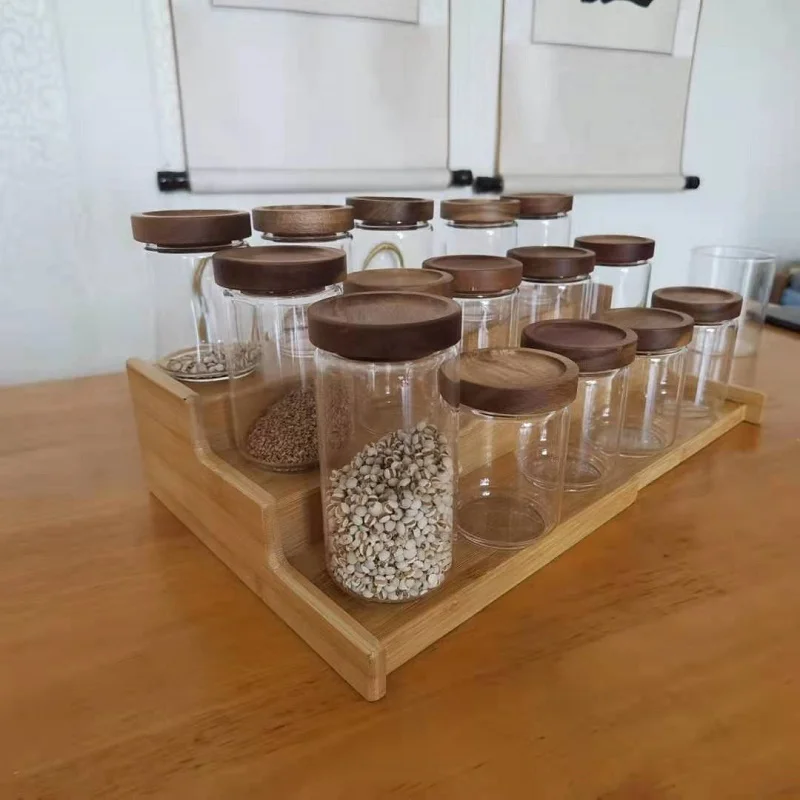 Kitchen Storage Glass Jar With Acacia Wood Lid Glass Container