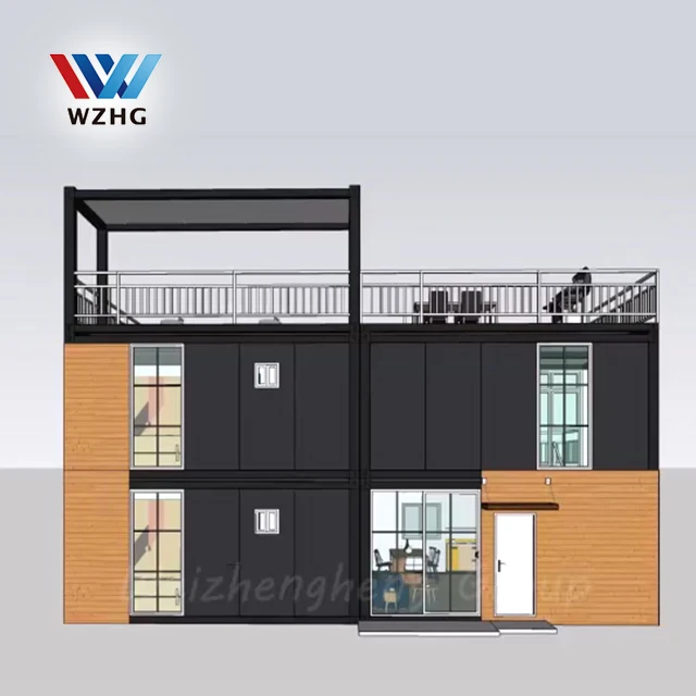 Prefab Flat Pack Modular 2storey 20ft Living Sea Container Room House with Balcony
