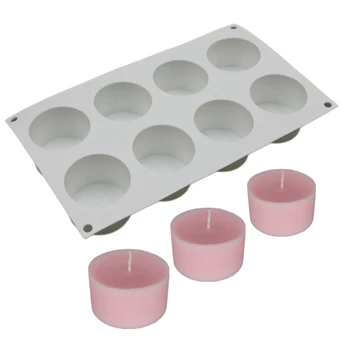 Round Shape 6 Holes Silicone Baking Chocolate Cake Jelly Pudding Handmade Soap Candle Mold for Candle Making