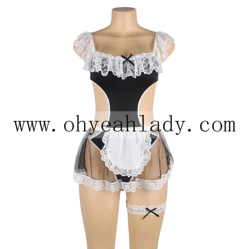 New Arrival Black Lace Maid Sexy Plus Size Cosplay Costume For Woman
