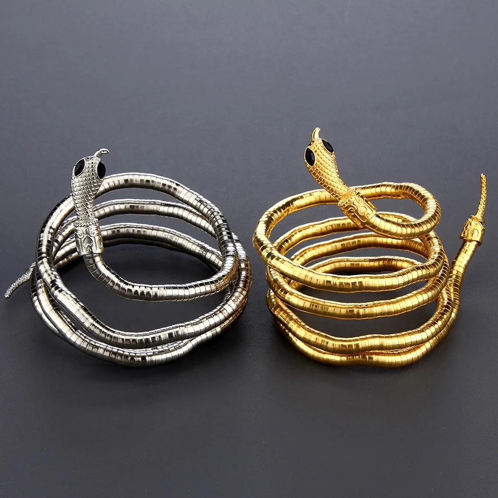 SC Hot Creative Bendable Snake Necklace Funny Animal Gold Plated Bracelet Punk Curved Snake Collar Choker Bracelet for Men Girls