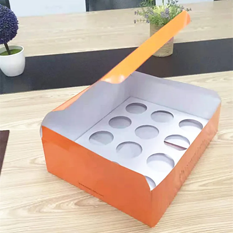 Large Size Printing Logo Packaging 6 Hole Cake Box Corrugated Board Cupcakes Boxes  With Rigid 