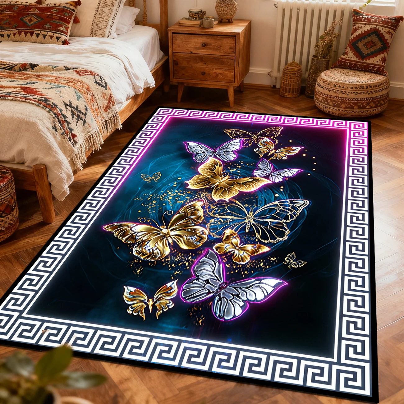 High Quality Royal Floor Fabric Modern Luxury Crystal Velvet Carpet 3D Area Rug Mats for Living Room Gray Carpet Flooring Tapete