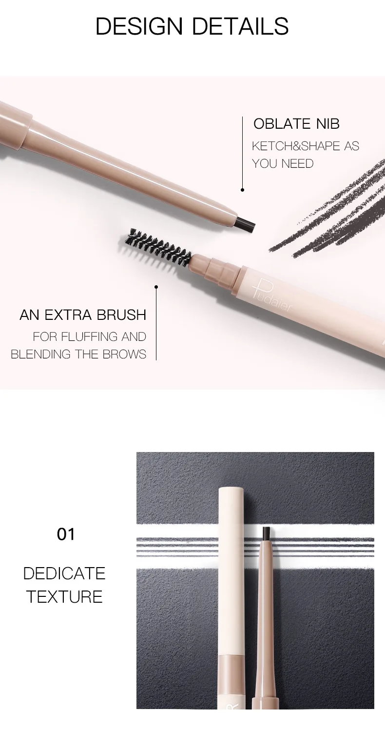 Pudaier Eyebrow Tint Cosmetics Long Lasting Paint Tattoo Eyebrow Waterproof Black Brown Eyebrow Pencil Makeup Set