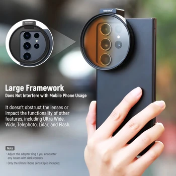 NEEWER LA006 Upgraded 67mm Phone Filter Mount w Top Cold Shoe Mount Curved Edges for iPhone 15 14 13 Pro Max Samsung S22 S23 detail image