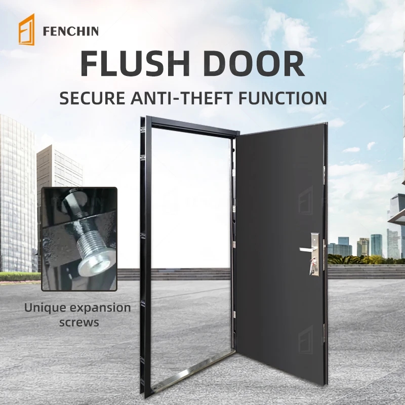 European Style Modern Latest Double Main Moulded Surface Solid Core Exterior Flush Sliding Door Sunmica Design With Groove