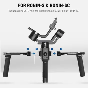 NEEWER Dual Handgrip Compatible with   RS4 RS4 Pro RS3 RS3 Pro RS2 RSC2 Ronin S SC Gimbal, Dual Handle Kit with 2 Mini NATO detail image