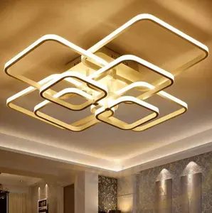 Modern Style Lighting Living Room Bedroom Hotel Dimmable Acrylic square ultra Thin Ceiling Lamps Metal Base