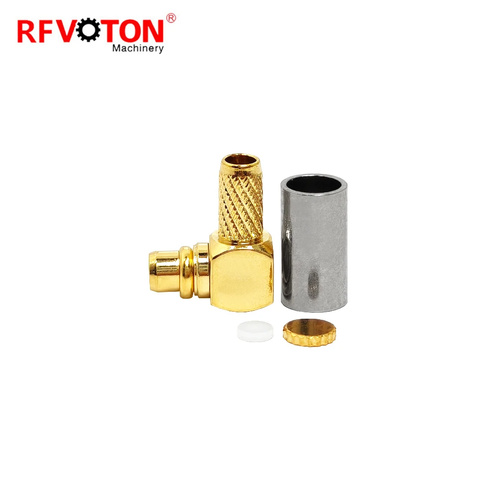 Factory Supply Gold Plated MMcx Male Plug Right Angle RA 90 Degree WTR100  Rg316 Rg174 Cable Rf Coaxial Connector Converter