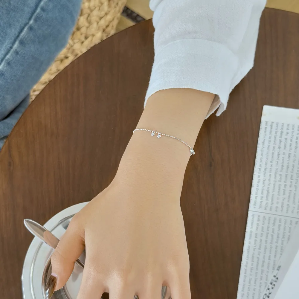 KAKODIY Simple Design Elegant 925 Sterling Silver Bead Chain Women's Fine Fashion Jewelry Love Pendant Bracelet detail 4
