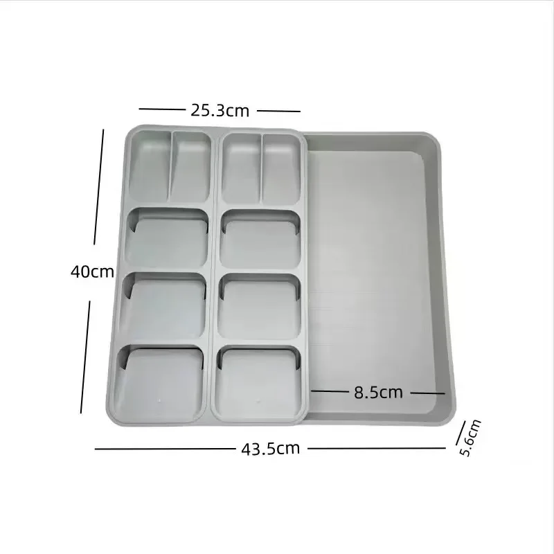 Hot Selling Kitchen Accessories Expandable Cutlery Drawer Storage Organizer Tray Plastic aperçu 8