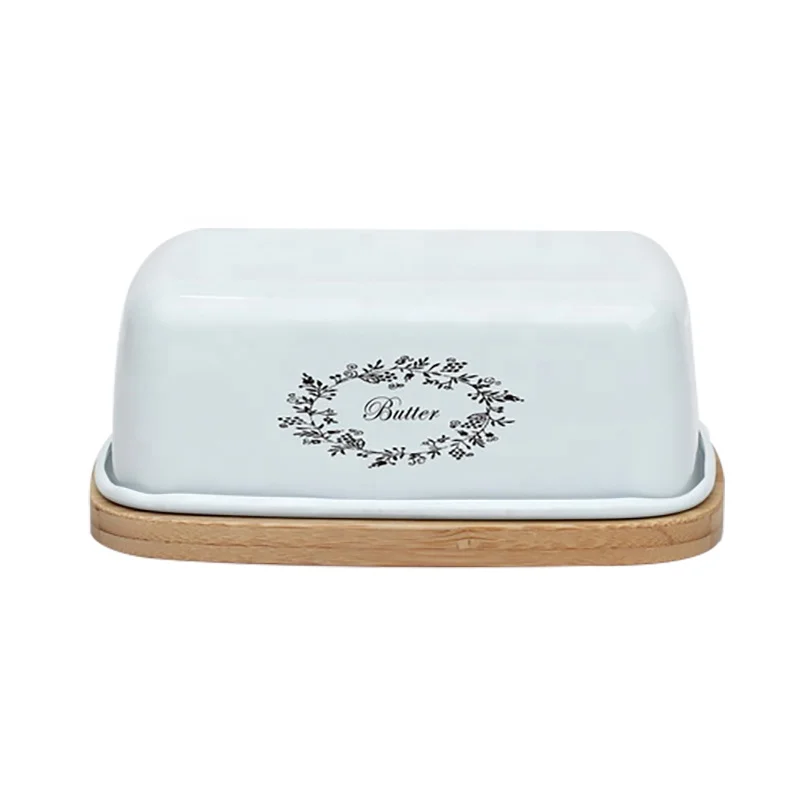 Elegant Metal Butter Dish with Wooden Lid Customized Options