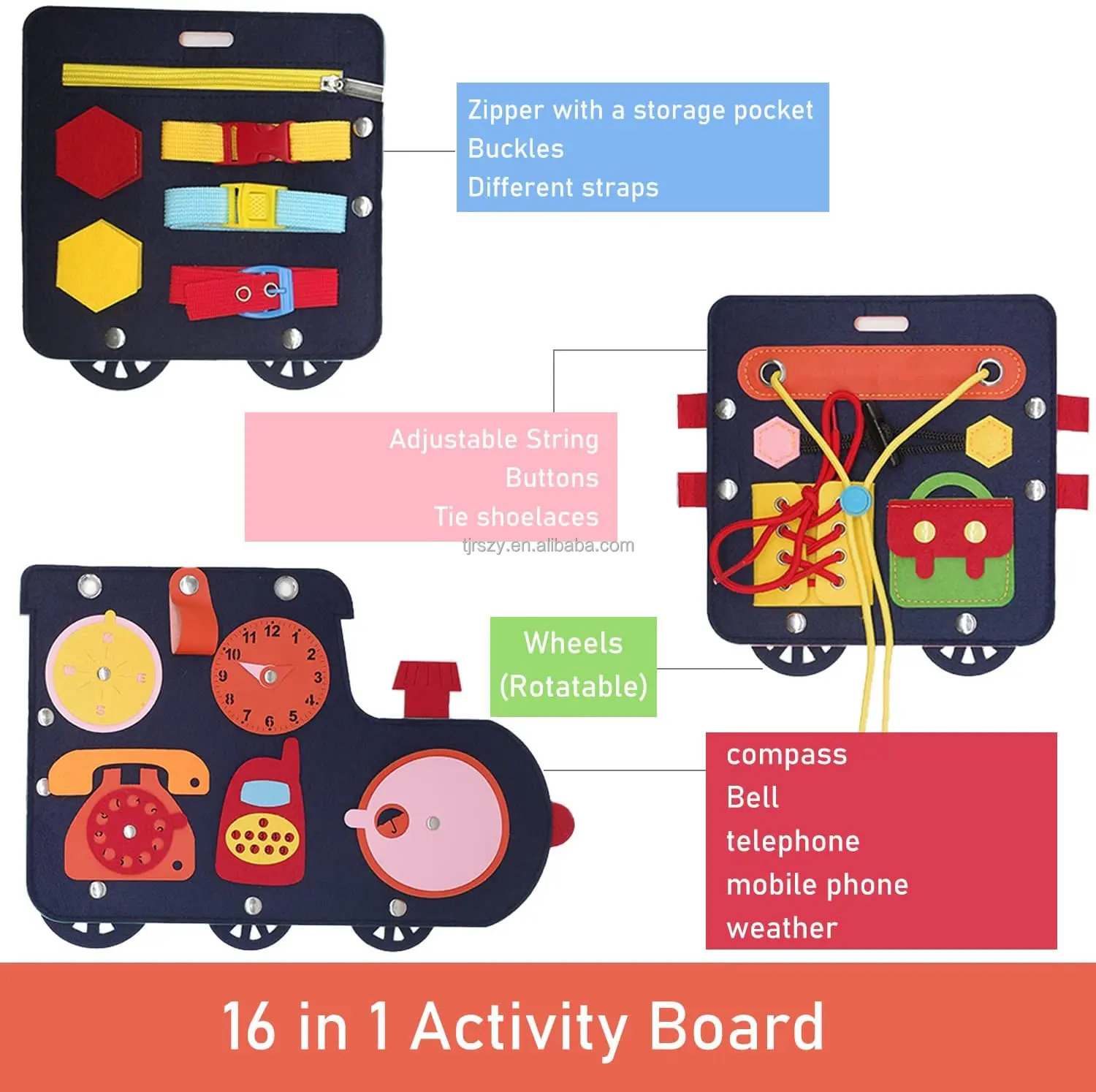 Busy Board for Toddlers 1 2 3 4 Year Old, Sensory Activity Board for Learning Toys, Travel Toys for Toddlers 1-3, Montessori Toy