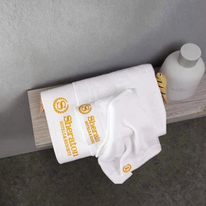 Five-star Pure White 100% Cotton Woven Hotel Towels Quick-Dry Eco-Friendly Square Theme CHENHONG for Hotels Beauty Salons Bath
