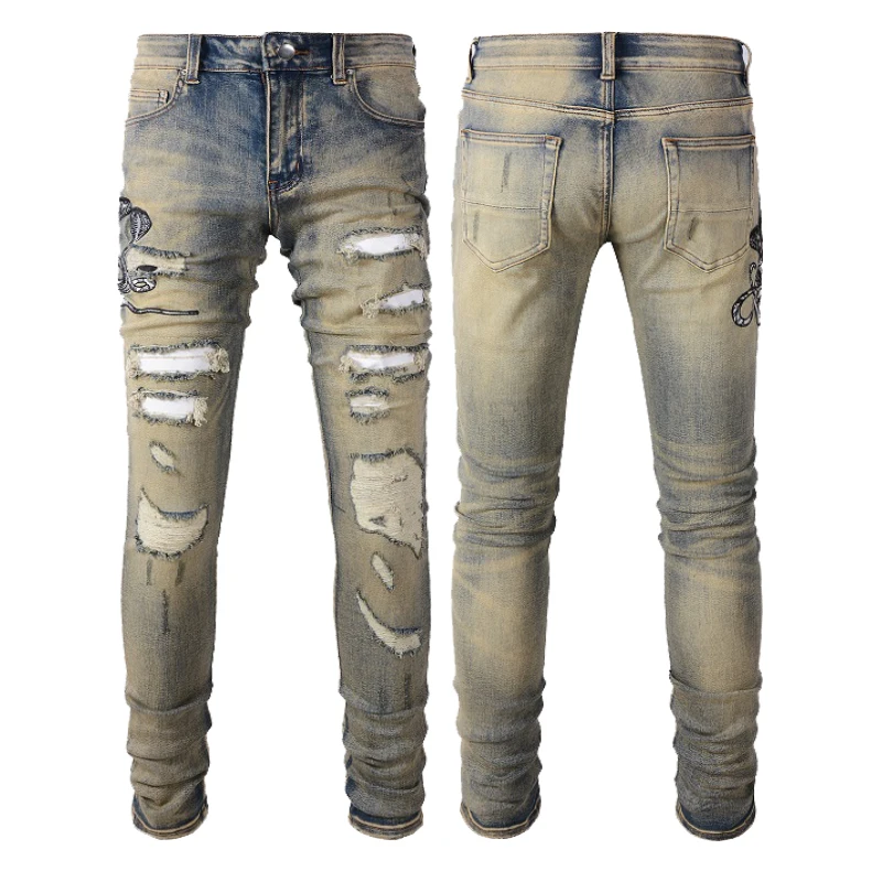 【AAKAM】Snake Printed Denim Pants ★男女兼用★追跡付 81TdoC9AyqL._AC_SY350_QL65_.jpg