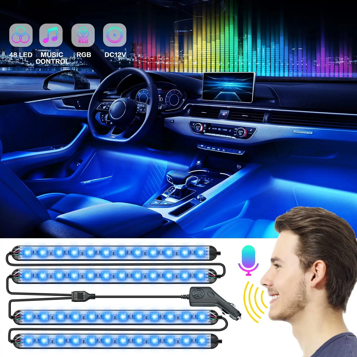 Led Lights Interior Car Inside Strips Decorative Accessories,2022 Pro