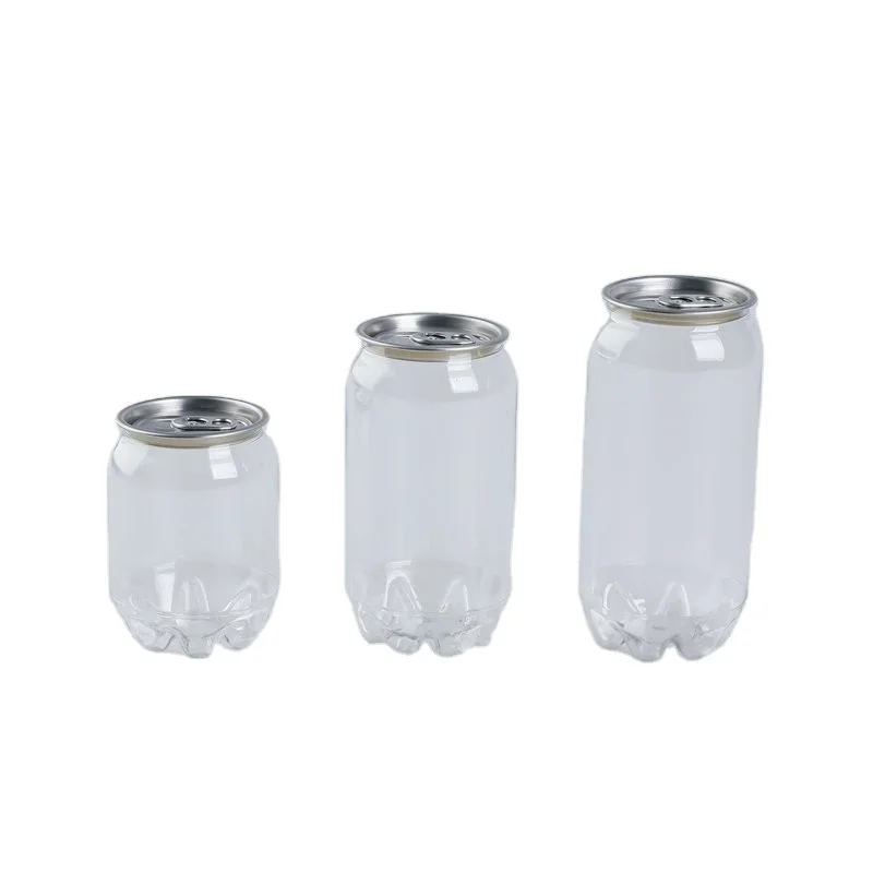 Disposable easy open end pet plastic bottles soda tea juice packaging bottle empty coffee tin can