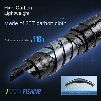 Multi-section Telescopic 5-Section Ultra-Light Carbon Lure Fishing Rod with Straight Handle for Carp Bottom Fishing – Rod – view 4