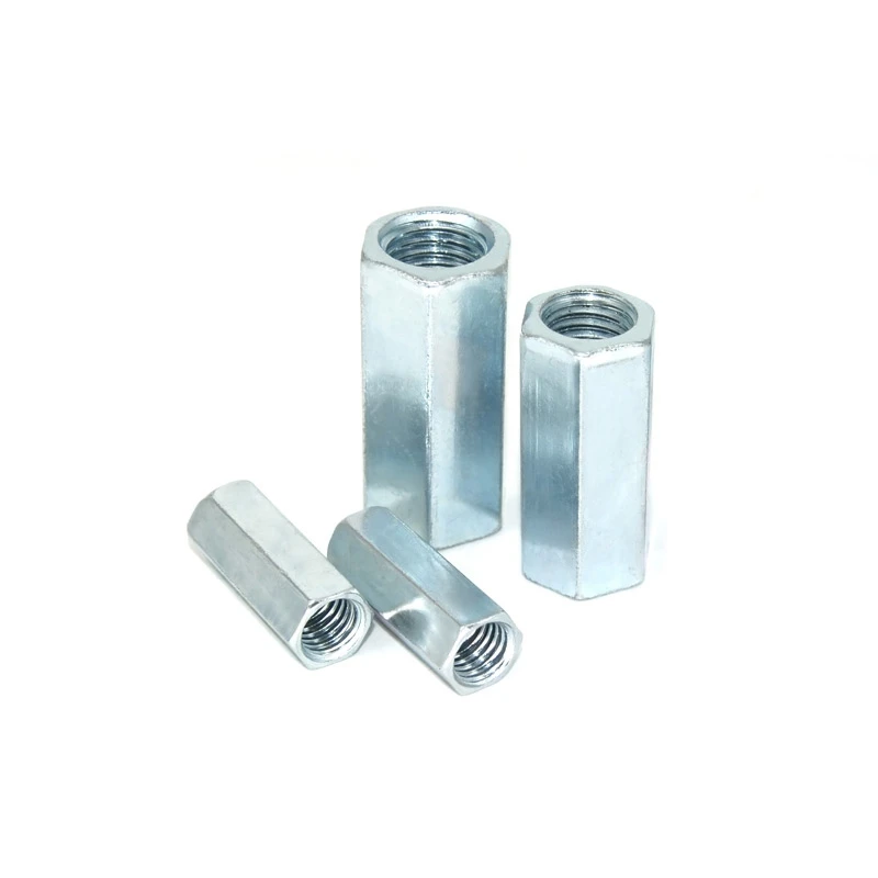 Durable in use DIN6334 M8*1.25 M10*1.5 Blue White Zinc Plated Hexagon Coupling Nuts