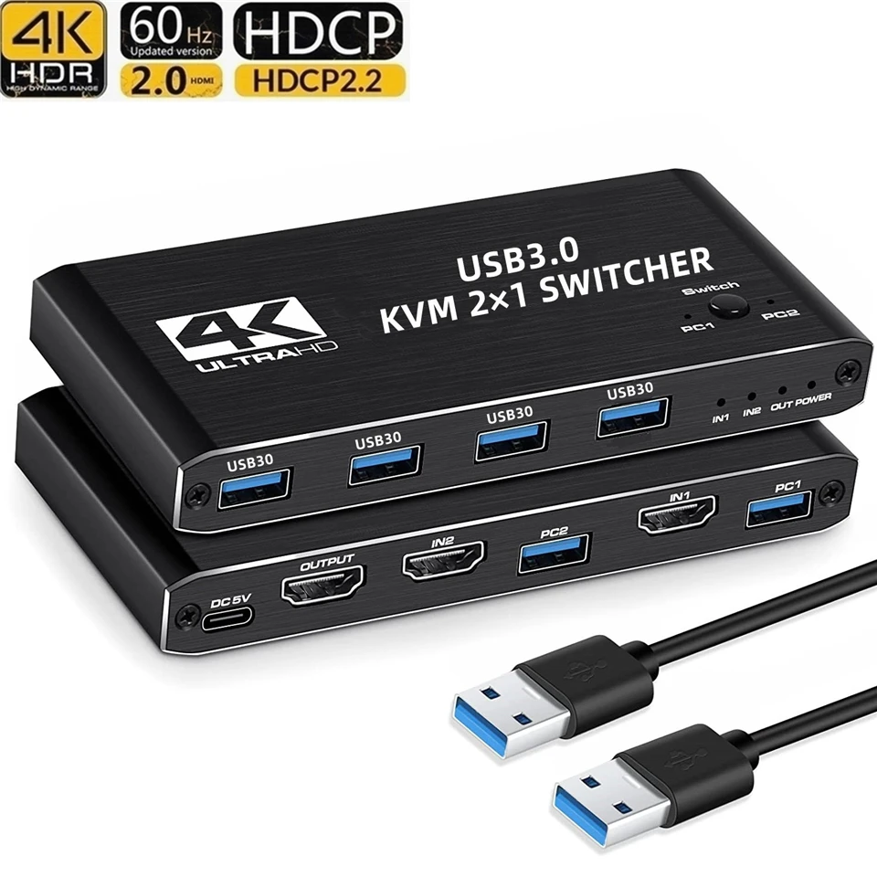8K HDMI 2x1 Switcher スイッチャー 8K HDMI 2.1 KVMスイッチスプリッター USB 3.0 KVMスイッチャー USB 2