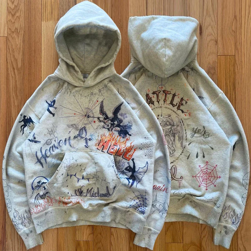 DongGuan Factory Custom Men's High Streetwear Heavy Weight 100% Cotton French Terry Oversized Cropped Fit DGT Printing Hoodies gallery 7