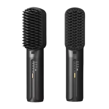 New Arrival USB Rechargeable High Quality Wireless Straightener Hair Brush Cordless Mini Hair Straightener Comb