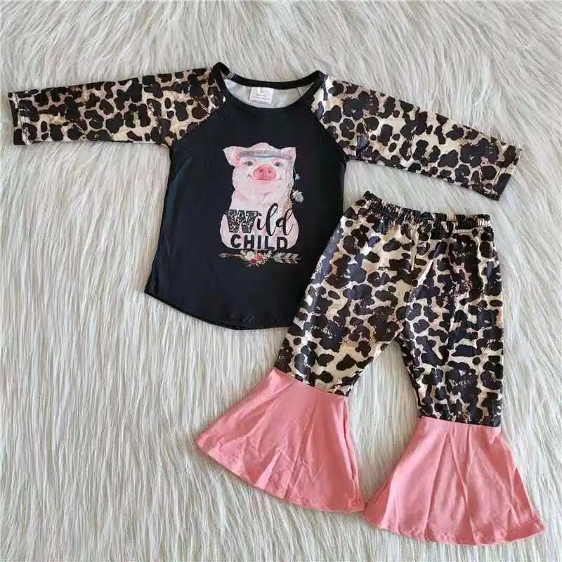 Leopard Cochon Noir A Manches Longues Rose Cloche Bas Rts Aucune Quantite Minimale De Commande En Gros Boutique Filles Vetements Ensembles Enfants Vetements Bebe Vetements Buy Bebe Vetements Enfants Vetements Filles Vetements Ensembles