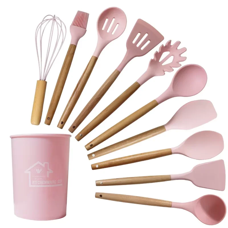 product customized wholesale high quality silicone kitchen utensils set high temperature spatula spoon silicone spatula kitchenware set-6
