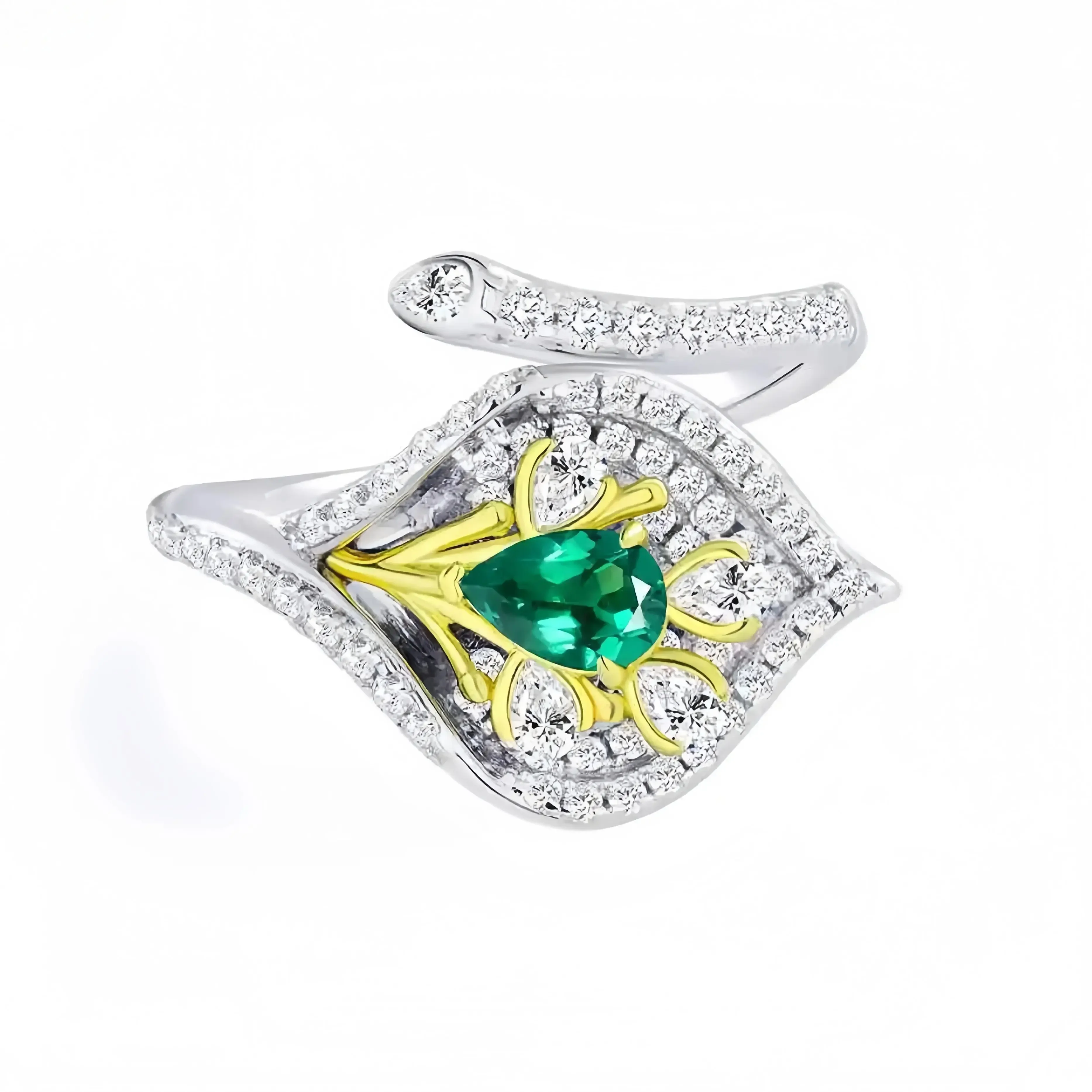 MUSHAN Jewelry Factory MGI Lab Grown Gemstones Emerald Ring Open Adjustable Engagement Bands 925 Sterling Silver Rings Jewelry