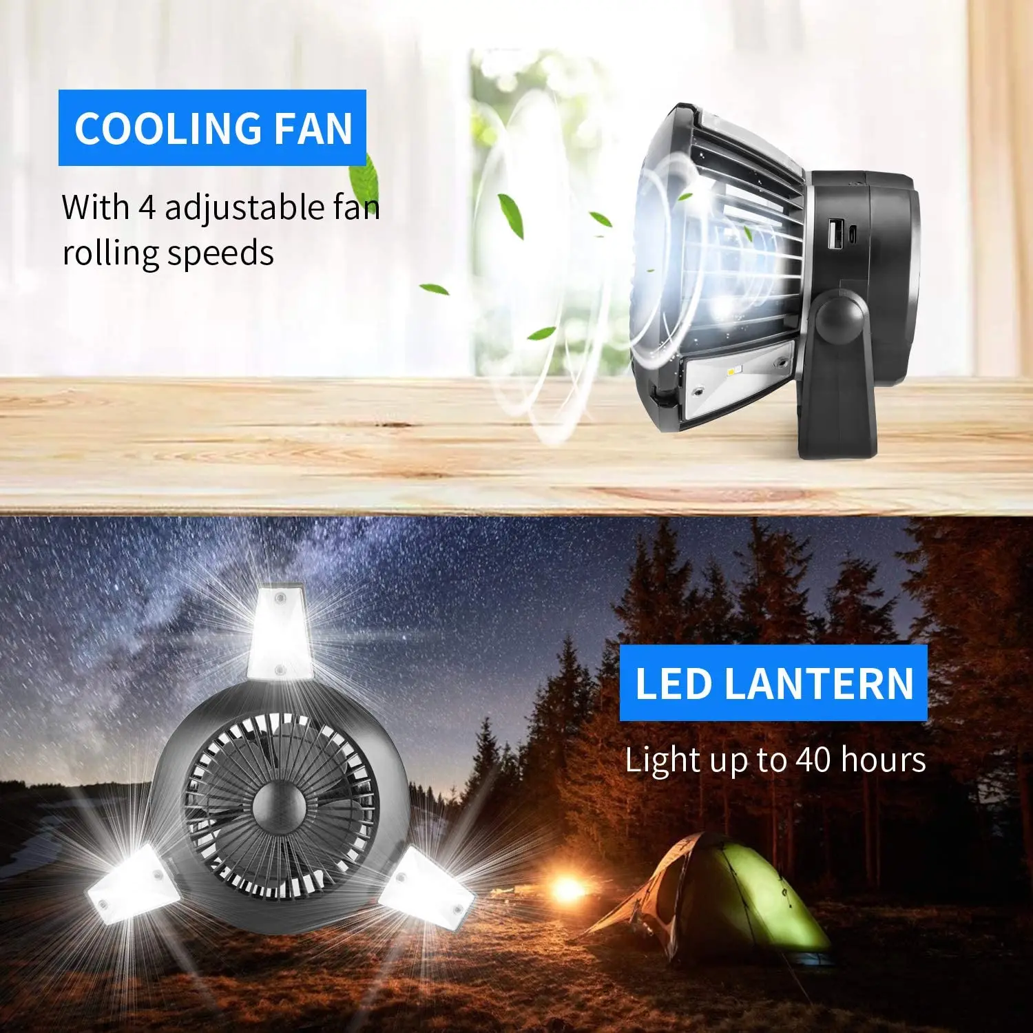 Hot Sale 3 In 1 Solar Powered Camping Fan Light Cooling Fan Light