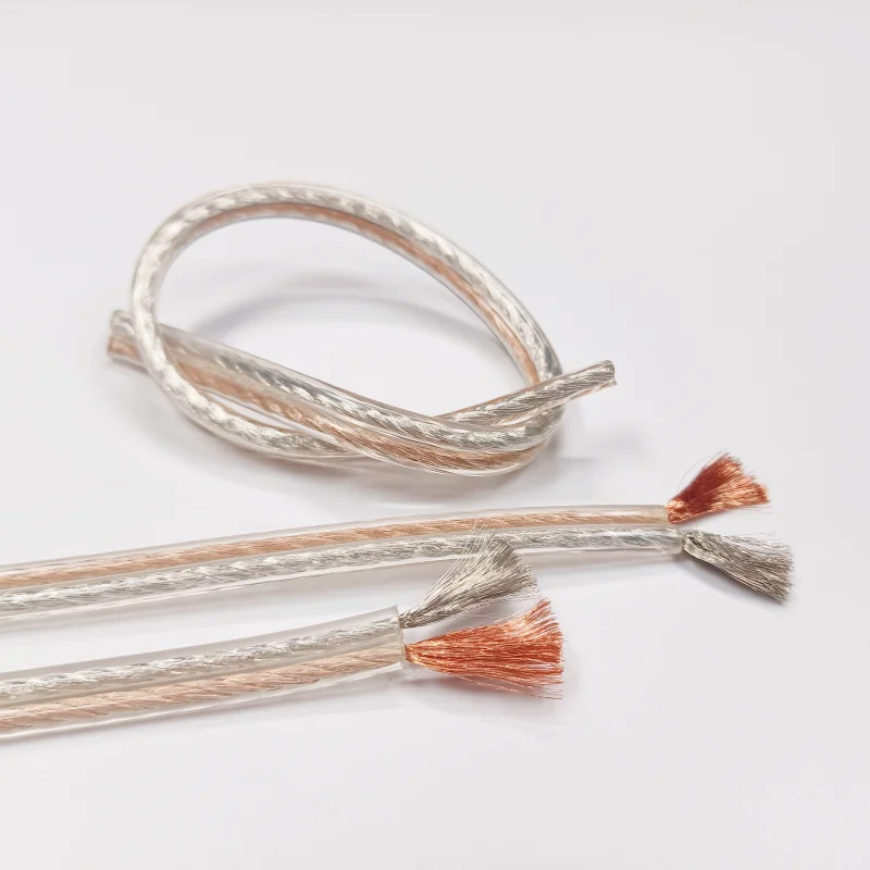 ケーブル 2x300透明2x1.5mm2バルクロールゴールドシルバーソリッド銅より線ケーブル100mカーアコースティックオーディオhifi