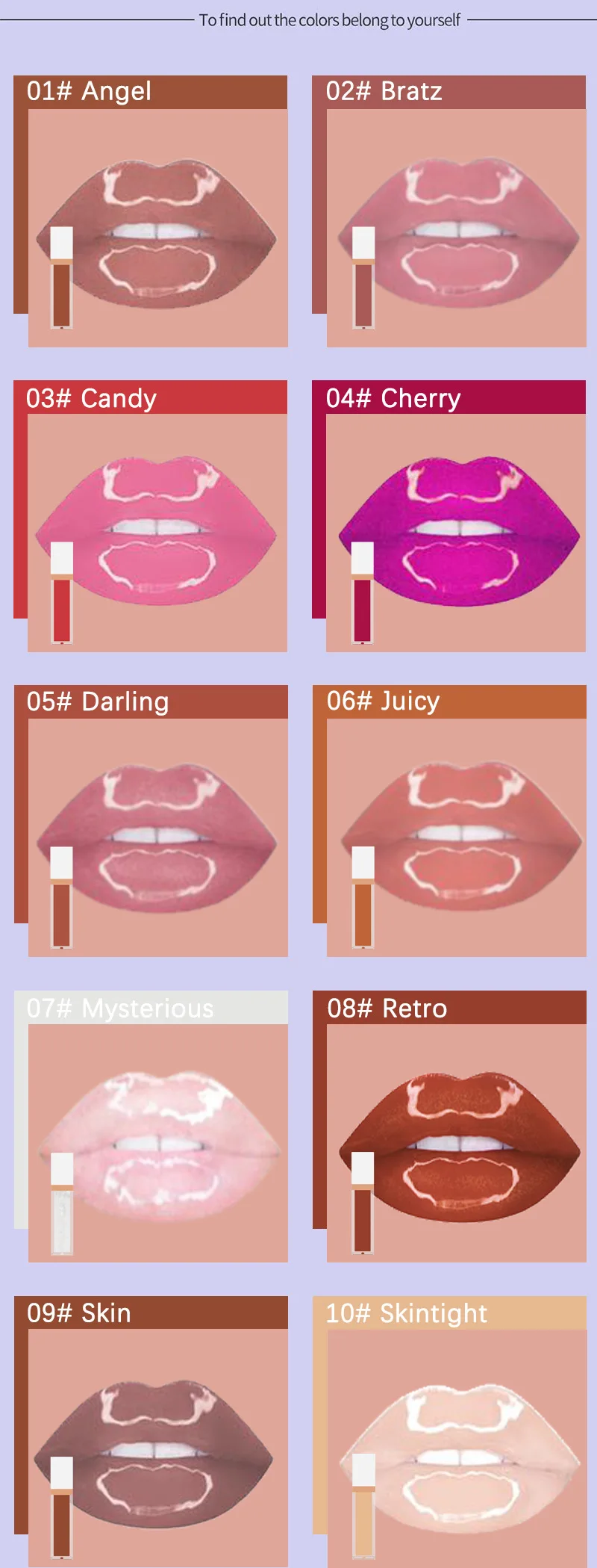 Wholesale Brown Girl Lipgloss Makeup Lip Gloss Vegan Shiny Glitter Lip