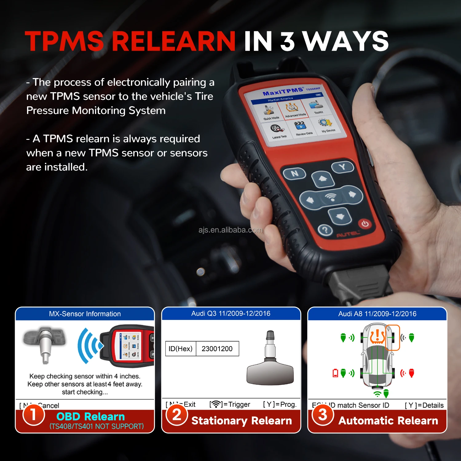 Autel MaxiTPMS TS508WF TPMS Relearn Tool Car Repair Tool Code Reader Scanner Tire Pressure Monitor Diagnostic Machine