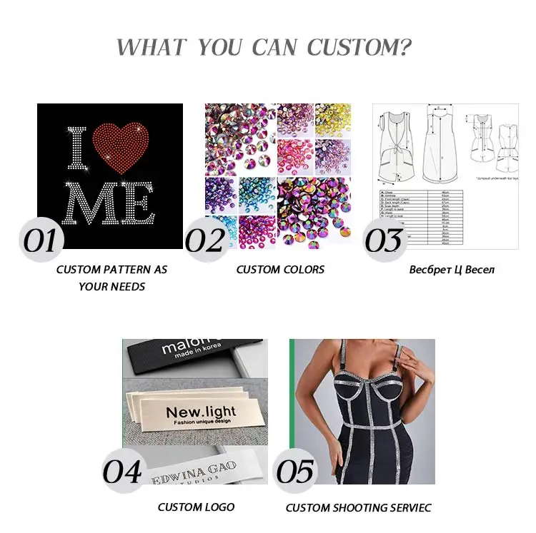 Customized ladies' dresses featuring rhinestone details for a party High-quality clothing available wholesale