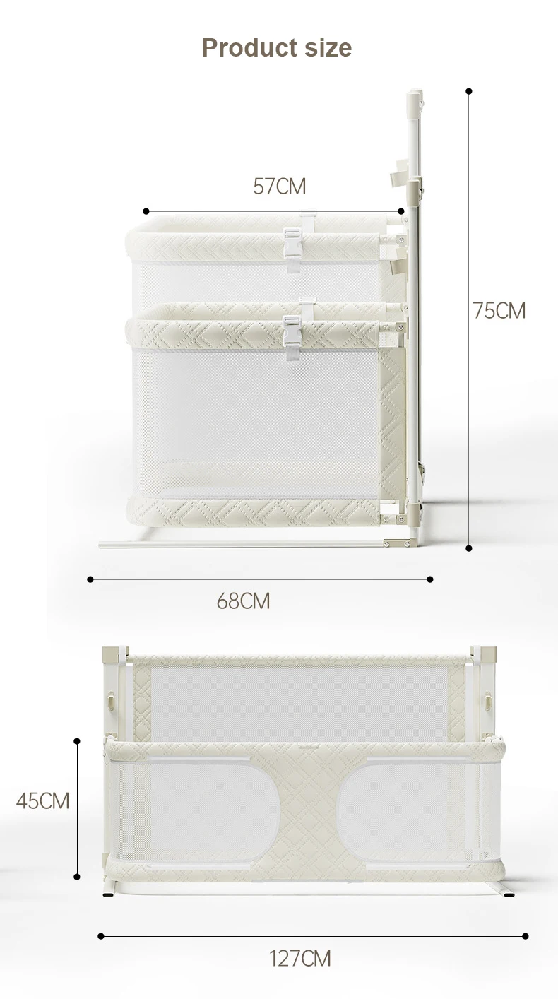 New Design 3 in 1 Sleeping Beds Crib Cot Safety Guardrail Fence for New Born Baby
