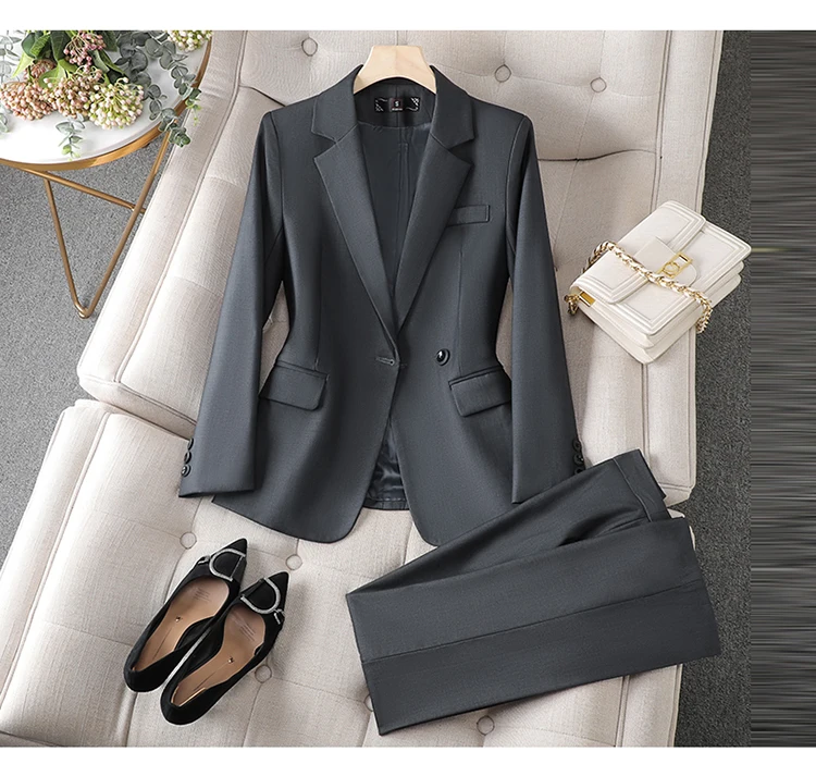 2024 Spring New High-End Dark Gray Women's Suit for Interviews