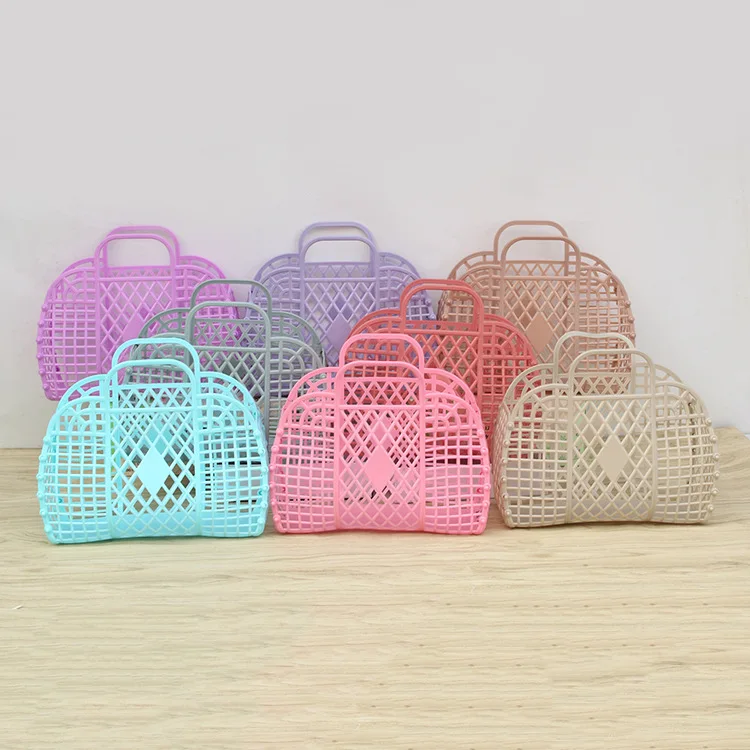 Personalized Retro Vintage Foldable Plastic Jelly Basket Tote Bag